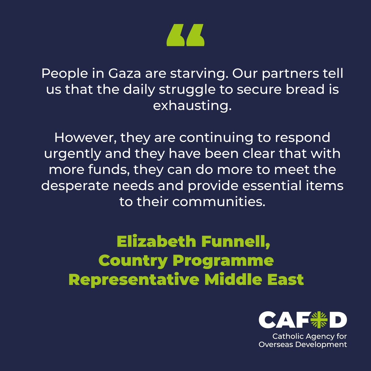 People in Gaza are starving. We're working with local organisations to support people caught up in the conflict. Here are three ways you can help ⤵️ cafod.org.uk/give/donate-to…