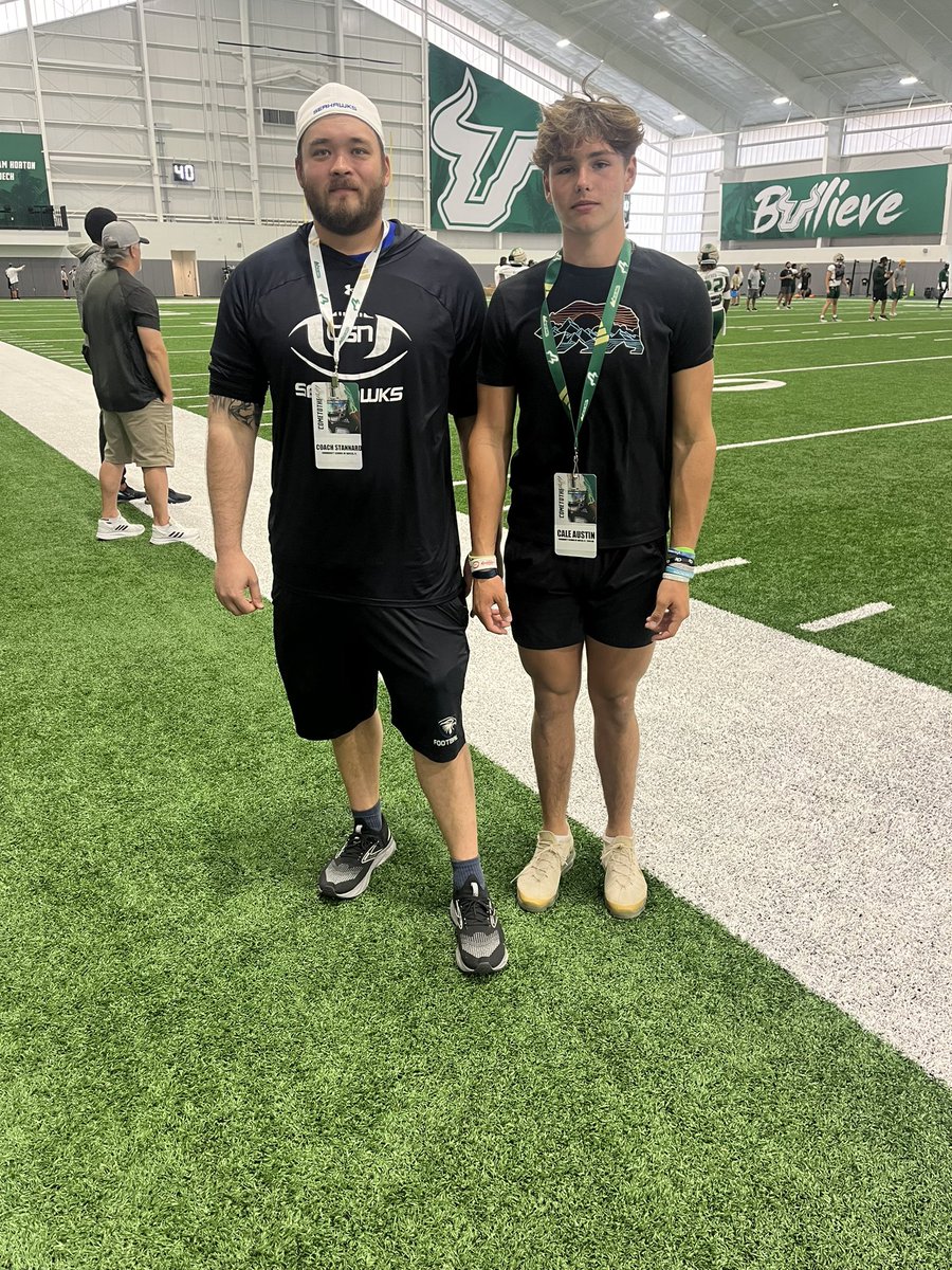 Had a great visit at USF always a good time in the bay😎<a href="/CoachMStannard/">Coach Stannard</a> <a href="/CoachJGordo/">Joel Gordon</a> <a href="/CoachGolesh/">Alex Golesh</a> <a href="/KyleFahey_/">Kyle Fahey</a> <a href="/jared_peery/">Jared Peery</a>