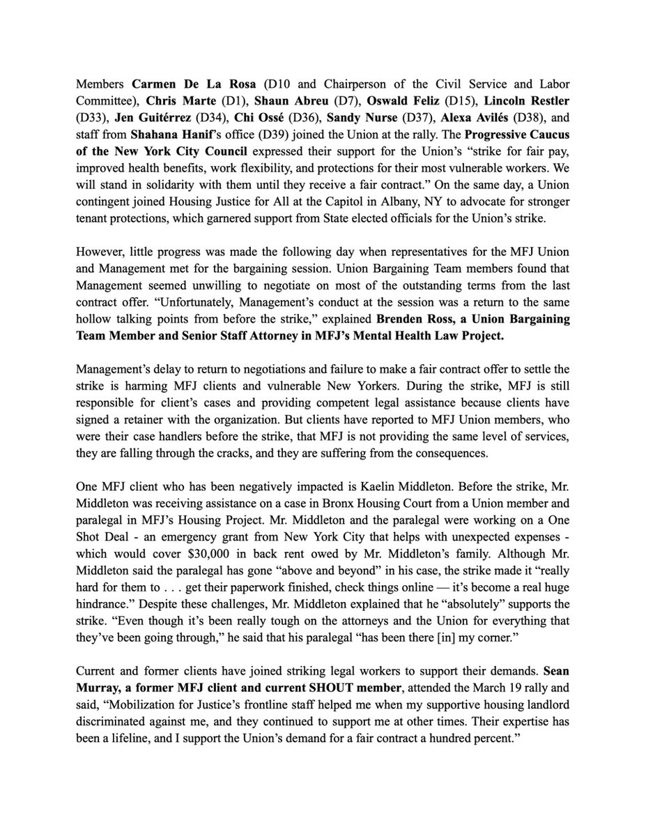 MFJUnion's tweet image. 📢Press Release: Nonprofit Legal Workers Say:
@MFJLegal is Trying to Bust Union by Hiring Strikebreakers!

Mobilization for Justice Management Escalates Union Busting Campaign to the Detriment of Clients as Strike Enters its Second Month.