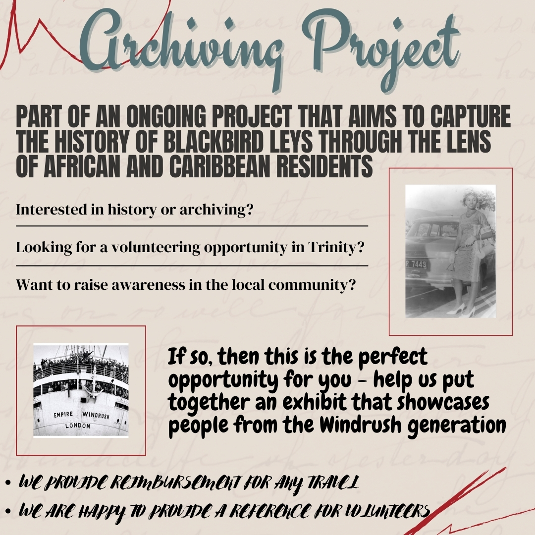 If you're interested in History or Archiving, join us in Trinity term to put together an exhibit of photographs of people from the Windrush generation! There is reimbursement for travel and a reference available for any partaking volunteer! Sign up here ow.ly/9yLO50R31QO