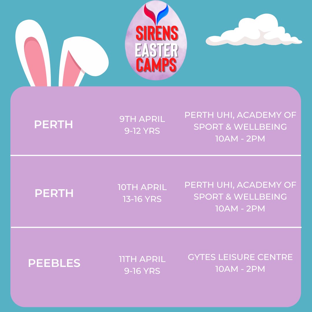 🚨LAST CHANCE TO SIGN UP TO OUR EASTER CAMPS🚨

Our Easter camps kick off next week which means this is your last chance to sign up! Click the link and book your place now 📎 ow.ly/SnSq50QQ1ik

#SirensTribe #EasterCamps
