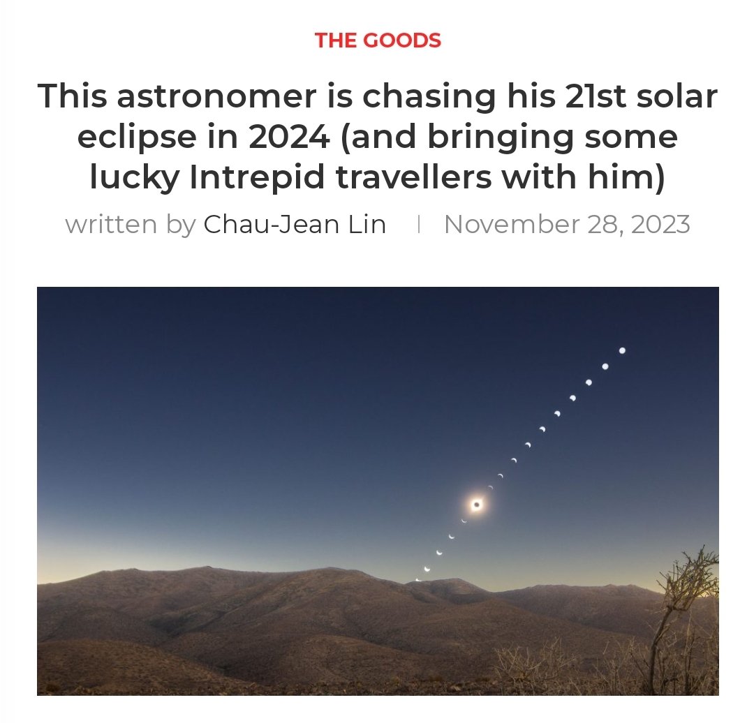 Last year, I interviewed Dr John Mason MBE for @Intrepid_Travel's Good Times about the #solar eclipse that is about to happen. Thanks to Heather Kang @Intrepid_Travel for the commission.