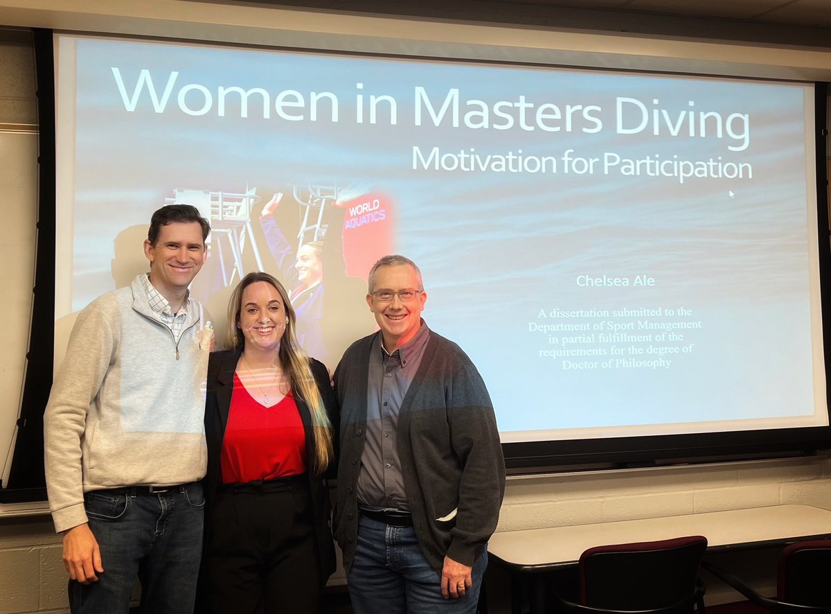mdgiardinaFSU's tweet image. Congrats to my @FSUSport @fsucehhs co-advisee Chelsea Ale on successful defense of her dissertation today, titled "Women in Masters Diving: Motivation for Participation". She will now move on to join the faculty in sport management @UofAlabama -- onward, Dr. Ale!