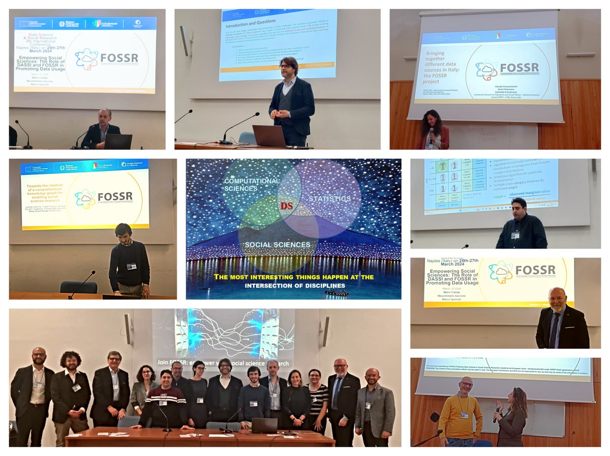 fossrproject's tweet image. 🎯14 FOSSR's researchers, 10 contributions, 5 working sessions: great participation of FOSSR Project at the 4th International Conference on "Data Science & Social Research," held in Naples March 25-27
#computationalscience #statistics #socialsciences #datasciences