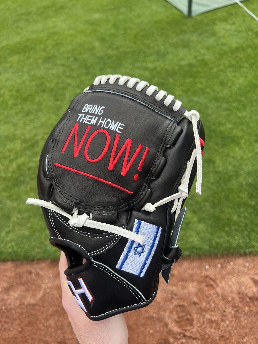 Reds assistant pitching coach Alon Leichman is proudly representing his home country of Israel - this is his new glove for the 2024 season.