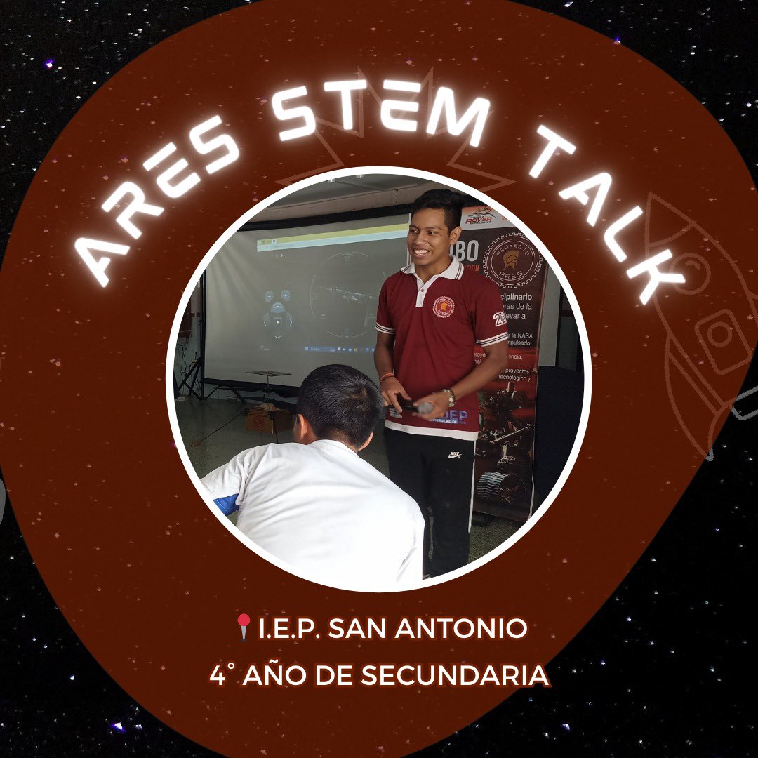 ProyectoAresU's tweet photo. ¡STEM TALK en colegio San Antonio!
Chicos de 4to de secundaria se sumergieron en el fascinante mundo STEM. 🚀🪐✨
¡Sin duda conocer sobre el rover fue la parte más emocionante! 🧑🚀👩🏼🚀
#STEM #ProyectoAres #Herc2024 #Udep https://t.co/4cvAAv8lz5