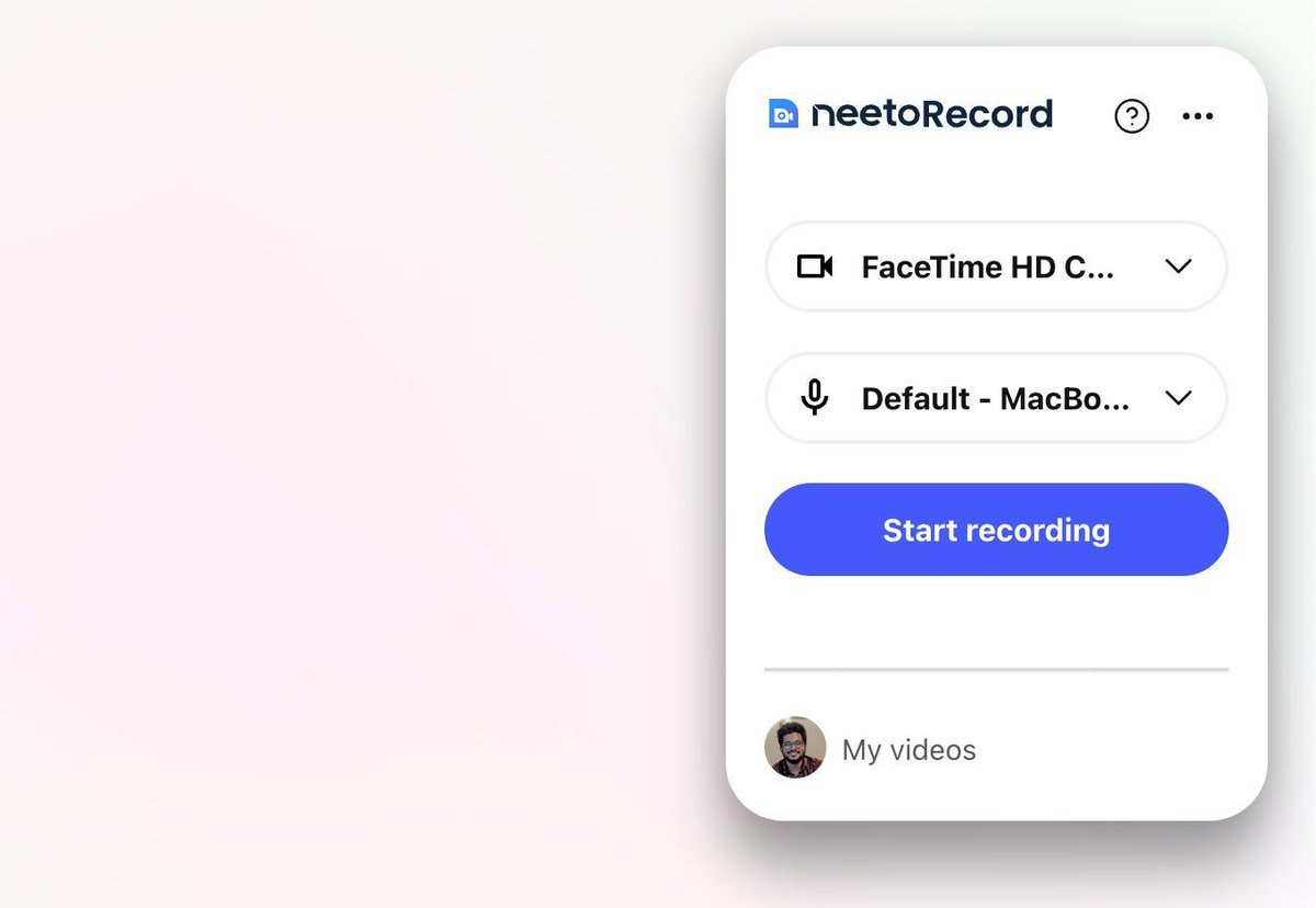 NeetoRecord's tweet photo. The new device selectors in neetoRecord browser extension let you easily switch between your cameras and microphones for a seamless recording experience.
#neetoRecord #ChromeExtension #ScreenRecording https://t.co/Mb9HASbLO5
