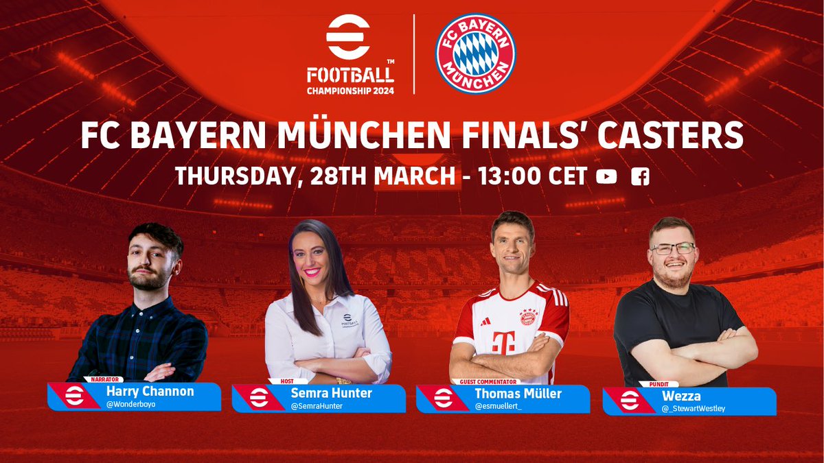 On my way to Munich for the @fcbayernesports club finals! The usual team will be joined by a very special guest 👀 Join us tomorrow @ 13:00CET! #eFootball ⚽️