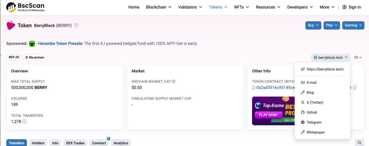 BerryBlock2's tweet photo. Announcement: BerryBlock Token Information Update on BscScan!

https://t.co/axJA8s1Jxc

#BerryBlock $BERRY #Blockchain #Layer1 https://t.co/wqWT5KAfzp