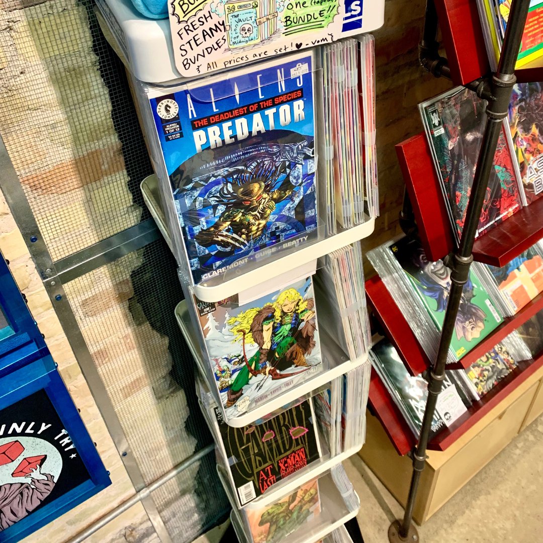 FRESH AND STEAMY BACK ISSUE BUNDLES AT GRAND RAPIDS ☁️ What's a back issue bundle? It's a selection of back issues or older comics that we gathered together because they're all part of the same run or crossover. Some of them are even mystery bagged by theme👀 How exciting!