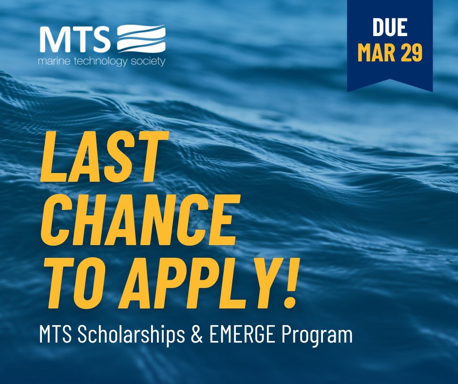 The application window for the MTS #Scholarships and #EMERGE Program is closing in just  2️⃣ DAYS! If you're pursuing marine studies and seeking financial support or career development opportunities, don't let this deadline pass you by. Apply now!  hubs.ly/Q02qYqWl0