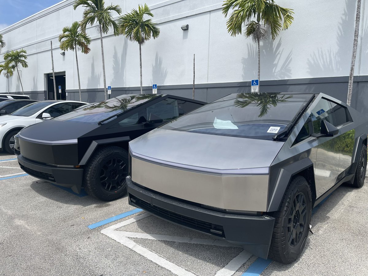Get a black wrap on the Tesla Cybertruck. It looks 100x more badass than the stock silver in person. No fingerprints on it either. #Tesla #Cybertruck