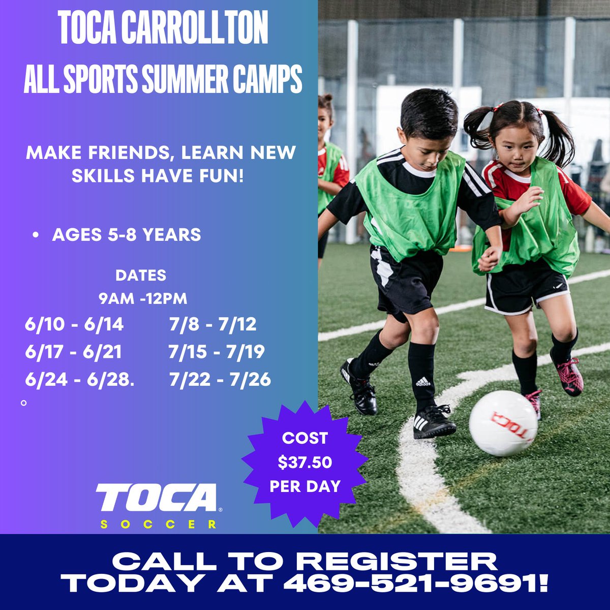 TOCA Carrollton Summer Camps!!! Don't miss out on the fun! Registration is now open!!!