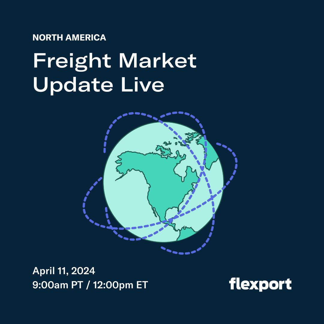Want to stay on top of the latest trade lane news and updates? Join @flexport's @NavyStrang, Kyle Beaulieu, and David Hume for our next 'Freight Market Update Live' to hear what's currently happening on the ocean market. 🌊 flx.to/240411-fmu-live