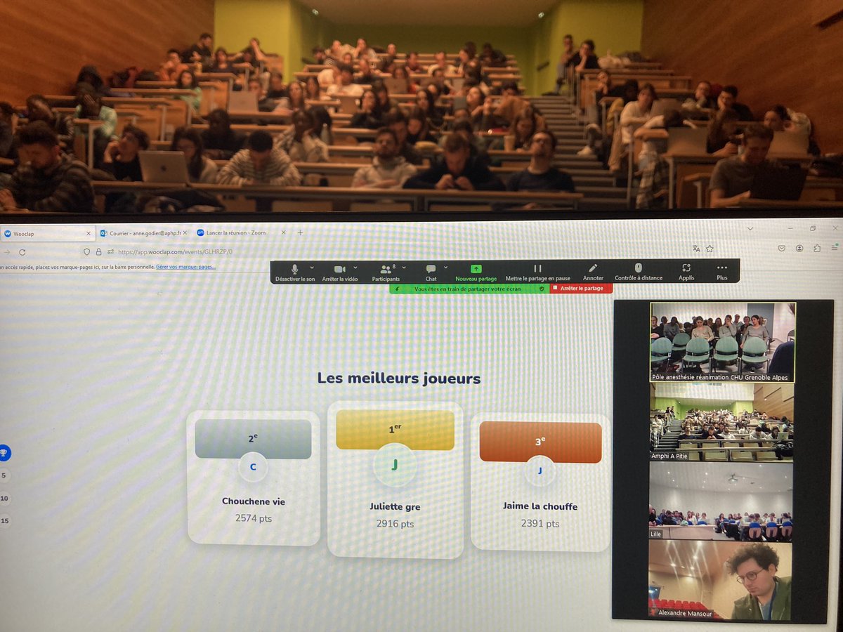 GIHP (@gihp_official) on Twitter photo 4 amphi connectés🍿, 179 étudiants au pic, un tournoi de cas cliniques⏳et des gagnants variables d’un topo à l’autre!🥇Les enseignants y ont pris du plaisir et les internes aussi!🥳A refaire! <a href="/cnear_fr/">CNEAR Anesthésie Réanimation</a> <a href="/RARRE35/">RARRE</a> <a href="/AJARFrance/">AJAR France 🇫🇷</a> <a href="/SFARJeunes/">SFAR Jeunes</a> <a href="/Anesth_Rea_HEGP/">Anesthesie.Reanimation.HEGP</a> <a href="/SFTHemostase/">SFTH</a> 4 amphi connectés🍿, 179 étudiants au pic, un tournoi de cas cliniques⏳et des gagnants variables d’un topo à l’autre!🥇Les enseignants y ont pris du plaisir et les internes aussi!🥳A refaire! <a href="/cnear_fr/">CNEAR Anesthésie Réanimation</a> <a href="/RARRE35/">RARRE</a> <a href="/AJARFrance/">AJAR France 🇫🇷</a> <a href="/SFARJeunes/">SFAR Jeunes</a> <a href="/Anesth_Rea_HEGP/">Anesthesie.Reanimation.HEGP</a> <a href="/SFTHemostase/">SFTH</a>