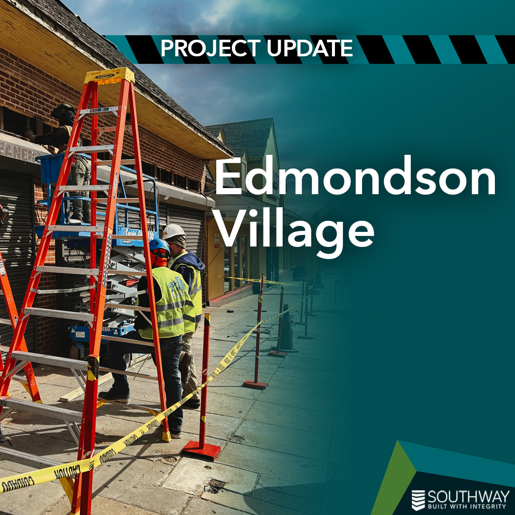 southwaybuilder's tweet photo. Great progress at Edmondson Village! 🚀 Canopies adorn buildings 5 &amp; 6, steel structures solidify 6/9 buildings, and interiors are shaping up in 3. With exterior lights brightening 6 buildings and 7 new roofs, we're building toward a bright future! 🏗️✨ 

#EdmondsonVillage https://t.co/9Gj4zYw6yf
