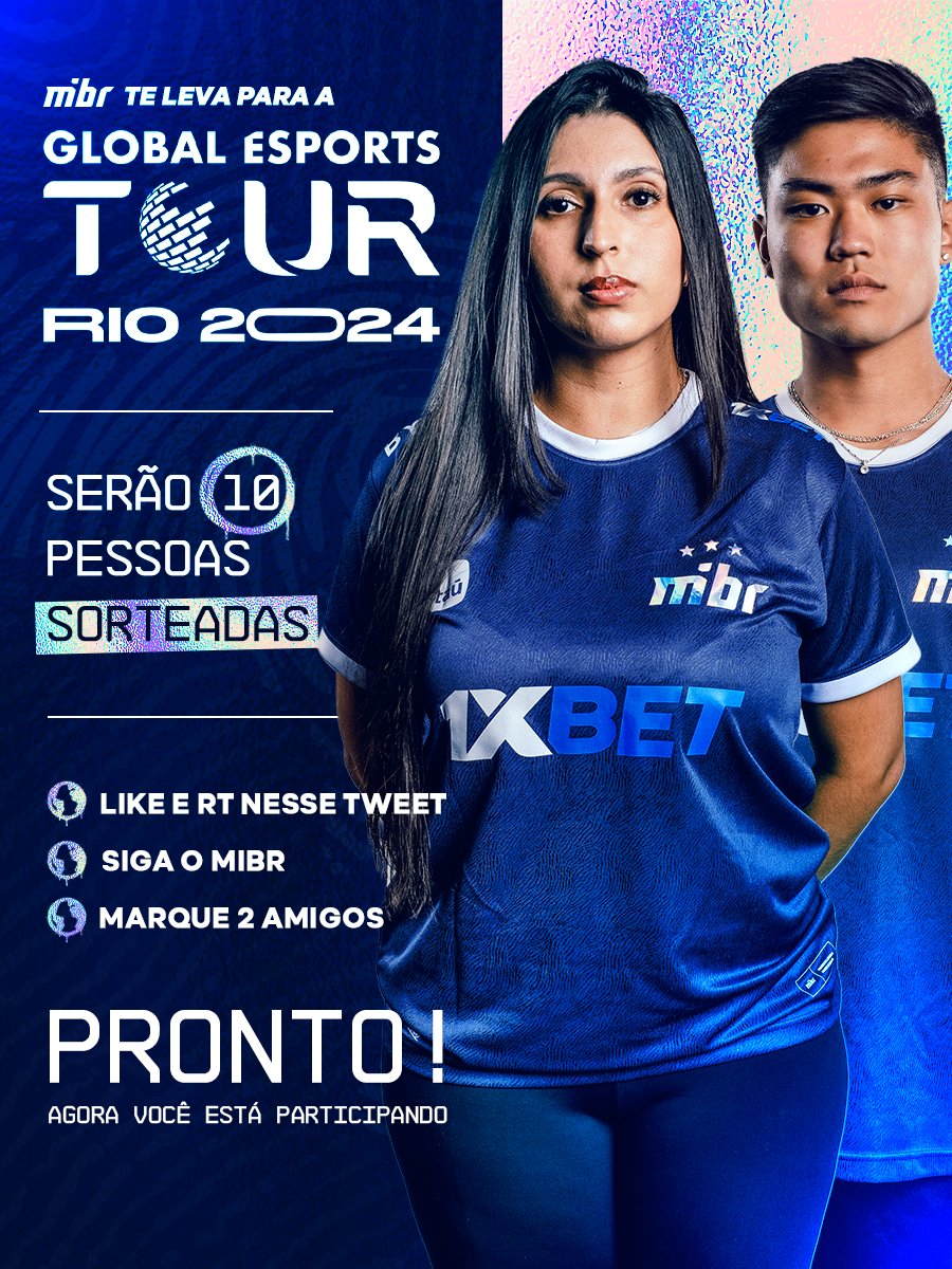 MIBR's tweet photo. HORA DE SORTEIO! 🥳

VOCÊ NA GET RIO! ISSO MESMO, VOCÊ 🫵

PRA PARTICIPAR É MUITO FÁCIL:

1️⃣ LIKE + RT NESSE POST
2️⃣ SEGUIR O GIGANTESCO @MIBR
3️⃣ MARQUE 2 AMIGOS https://t.co/dAcwpCEy3y