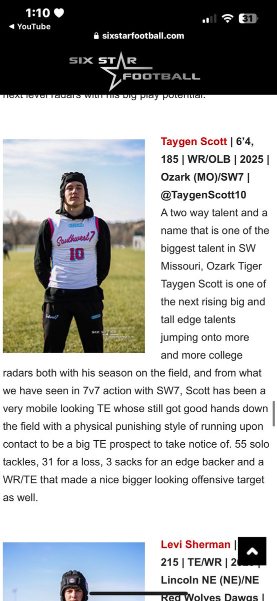 Thank you <a href="/sixstarfootball/">Six Star Football | PLUS+</a> for the write up!! Blessed to be able to come out to Manhattan! <a href="/Southwest7v7/">Southwest 7</a> <a href="/OzarkTigersFB/">OzarkTigersFB</a> <a href="/Ozarkfb_recruit/">Ozark Tigers Football Recruiting</a>