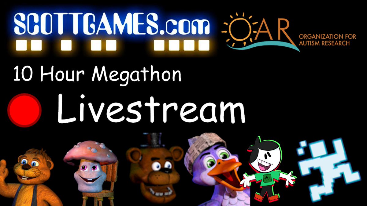 On April 27th, 2024, I will be hosting a 10 HOUR Charity stream partnering with The Orginazation For Autism Research (OAR) alongside Cawthon Medias aka @cawthonmedias , @cweemyboy_ , and some other cool people! We will be playing a bunch of Scott Cawthon's older games, Some Core…