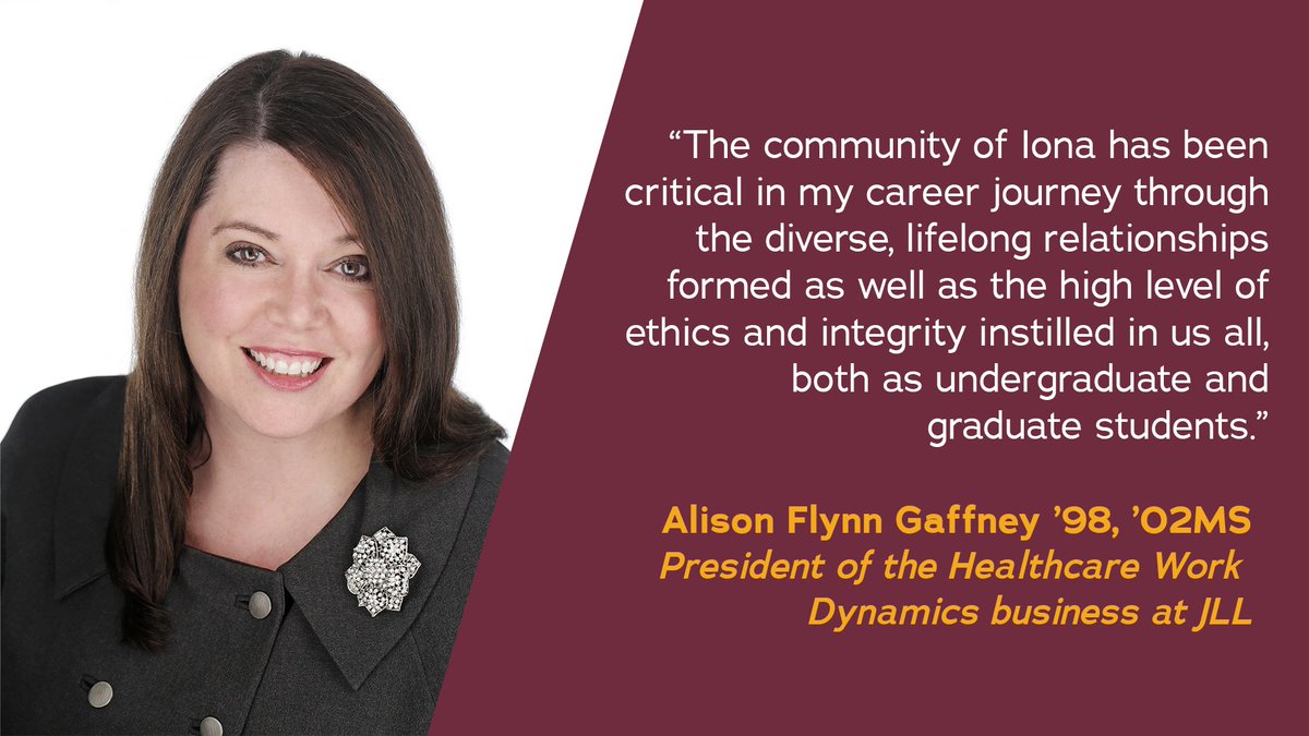 Iona Alumna Alison Flynn Gaffney ’98, ’02MS lives out her dream to 'change the world one person, one patient at a time,' as president of the Healthcare Work Dynamics business at @JLL. Read more about Alison Flynn Gaffney: bit.ly/4adr1YI