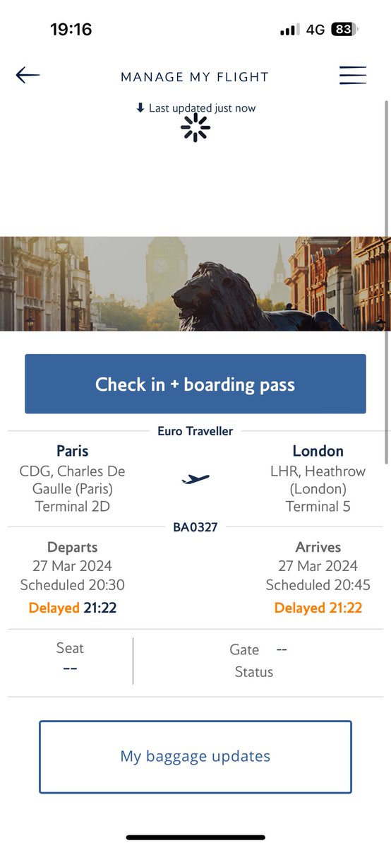 Paulkez's tweet photo. Past 11 flights with BA all late your standards are slipping big time !! @British_Airways https://t.co/skEh9NqBEI