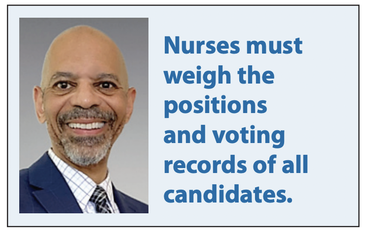 AmJNurs's tweet image. Making Our Voices Heard: &quot;This election has enormous consequences for a variety of health care issues, many of which affect nurses both directly and indirectly.&quot; ow.ly/Z5Ek50R3wMP read this month&apos;s editorial by AJN&apos;s EIC, Carl Kirton