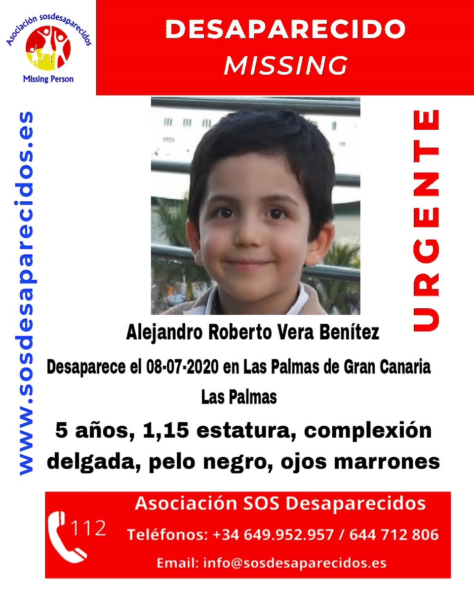 🆘 DESAPARECIDOS
Sustracción parental
#desaparecido #sosdesaparecidos #Missing #España
#LasPalmas #GranCanaria #ParentalAbduction 
Via @NisdeOrg
Síguenos @sosdesaparecido