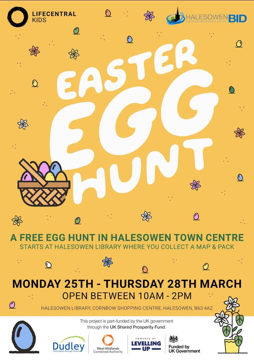 Final day tomorrow of our egg hunt. Over 700 eggs collected over 3 days! Be sure to come and grab yours. 10am from Halesowen library tomorrow. @LifecentralUK