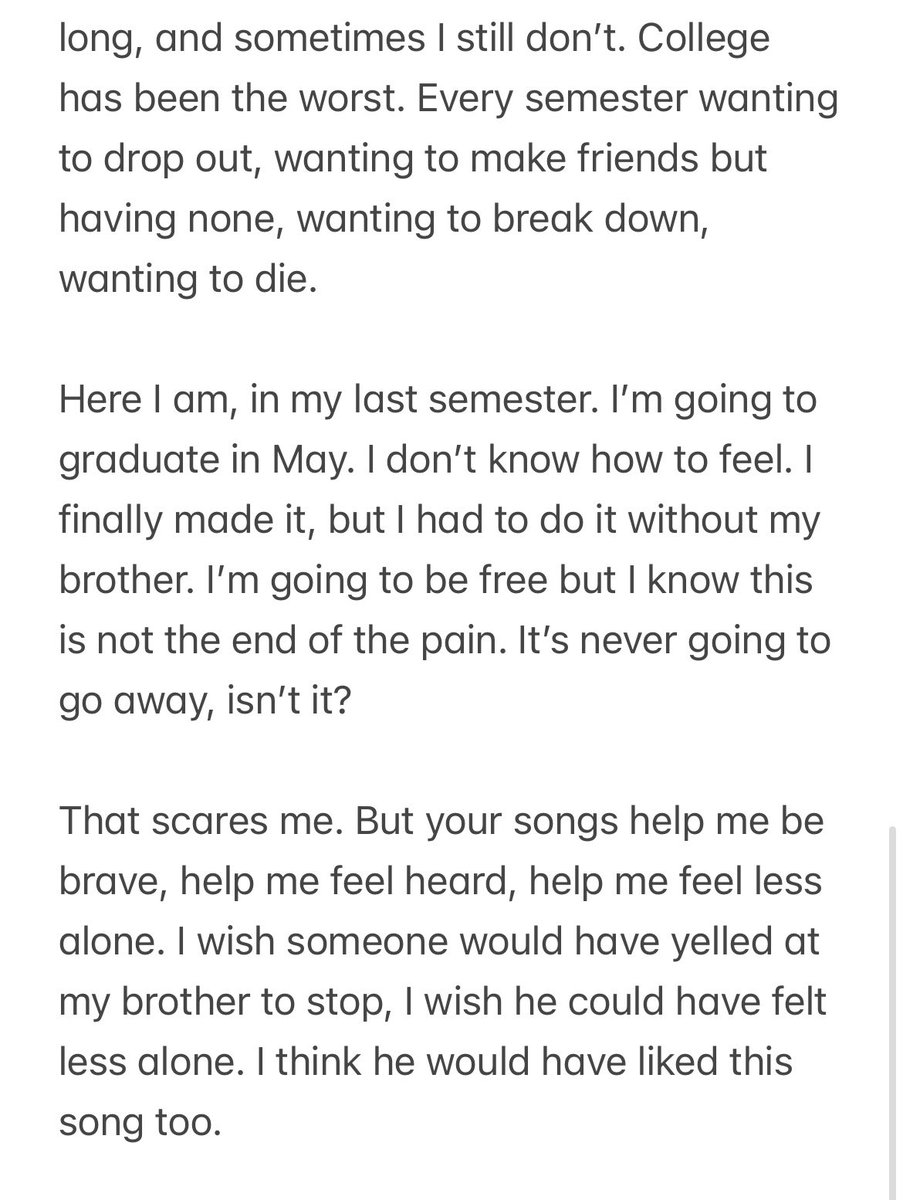 isleoftruce's tweet photo. here goes nothing.

“Dear Tyler”

An introspective letter of sorts. Don’t expect him to see it, but it would mean a lot if he did. It’s personal and scary to say, but it feels right, and maybe it’ll make someone feel less alone. 

TW // suicide

@tylerrjoseph @twentyonepilots https://t.co/OSsirmkY6U