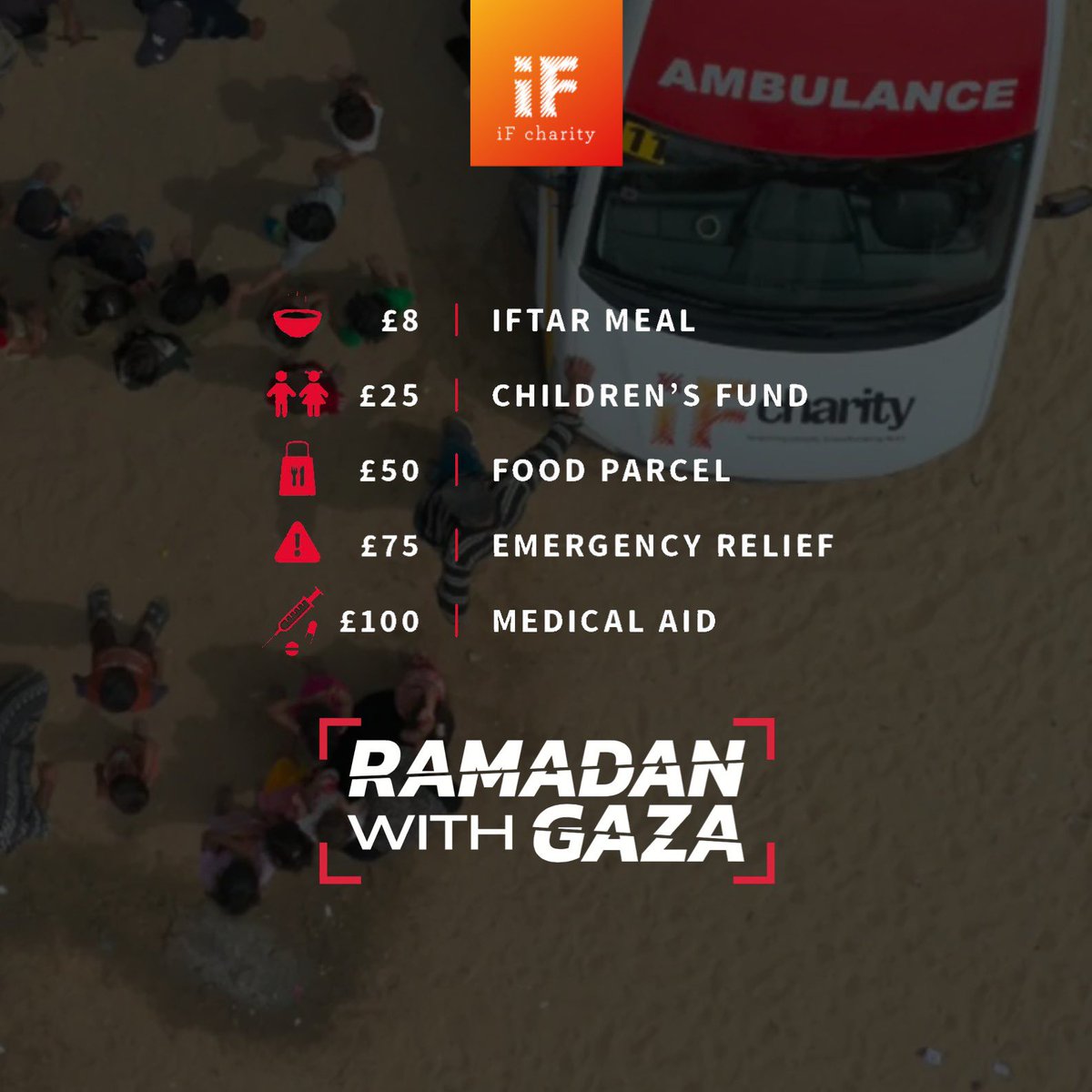 Gaza is in the midst of a dire humanitarian crisis, with families struggling to meet even their most basic needs.

Your generosity will help @iFCharityUK provide essential aid and support to those in need.

Join us in making a meaningful impact. 
muslimgiving.org/RamadanWithGaza
#Ramadan