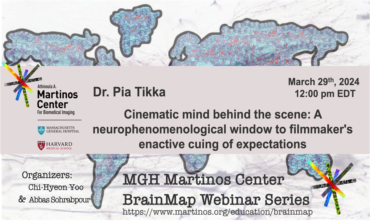 Join us Friday March 29th, 2024 at 12 pm EDT for an exciting BrainMap Webinar 🧠📽️🧠🎞️ by Dr. Pia Tikka, PhD - Tallinn University (@PiaTikka ) Webinar link: martinos.org/event/brainmap… Contact organizers for info: @abbas_neuro @klankine @cx290_martinos