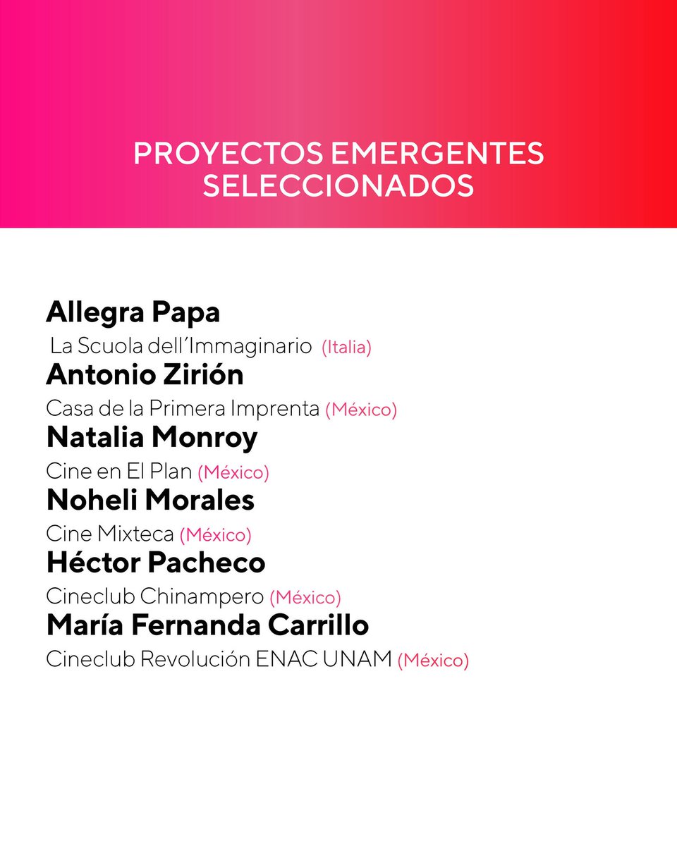 Publico_Futuro's tweet photo. 🩷 Anunciamos a los 36 proyectos que formarán parte del Taller para proyectos de exhibición audiovisual. 🩵
Compartir y crecer junto a nuestros tutores y proyectos participantes será una gran experiencia.
#SPF14 #NosVolvemosAEncontrar https://t.co/CxESO9vQev