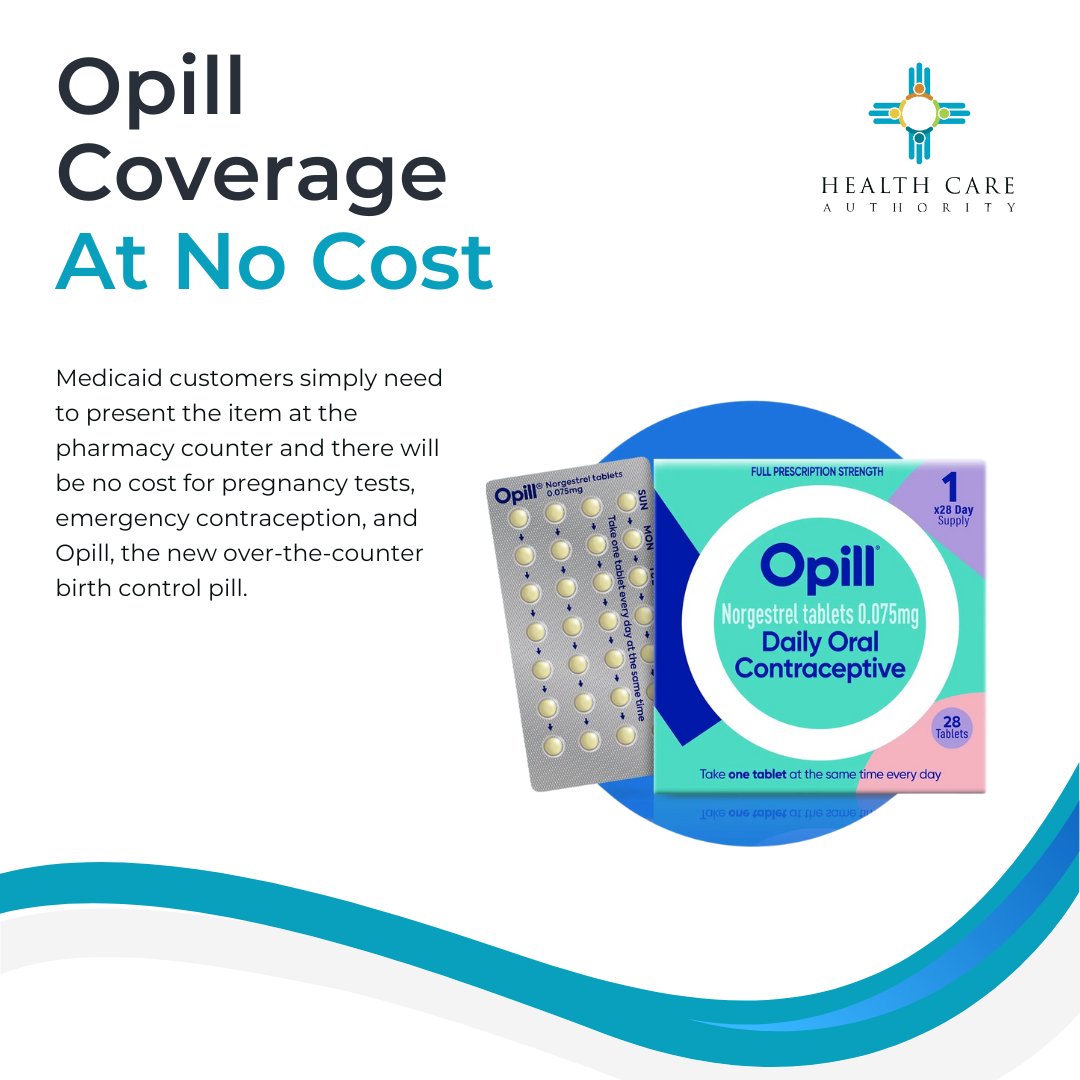 Opill coverage at no cost to Medicaid customers Attention Medicaid Customers! Opill, the first over-the-counter daily oral contraceptive pill, is now on shelves! New Mexicans covered by Medicaid will have access to Opill at no cost. Learn more hsd.state.nm.us/2024/03/27/new…