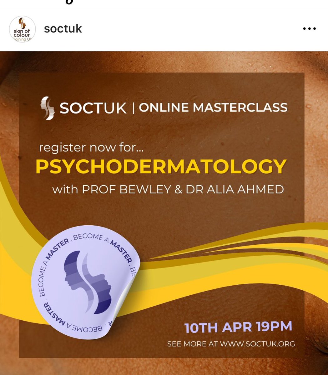 Register now for #SOCTUK online masterclass #psychodermatology