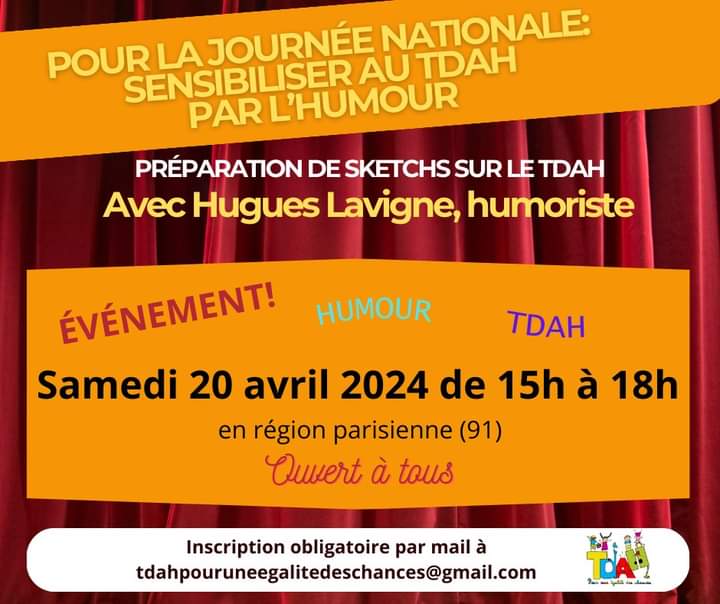 🔥ÉVÉNEMENT IMPORTANT!!!🔥
Nombre de places limité: inscription par mail, ouvert à toutes et à tous! Ainsi qu'aux enfants! #TDAH #JNTDAH 
N'hésitez pas à partager autour de vous, une après-midi qui sera MÉ-MO-RABLE!!!