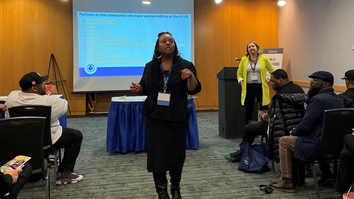 Deputy Superintendent Ruth Turner and other presenters explained how the Restorative H.U.B. helps break down barriers to support the needs of students and families, and discussed how meaningful community partnerships and youth collaboration can help actualize a beloved community.