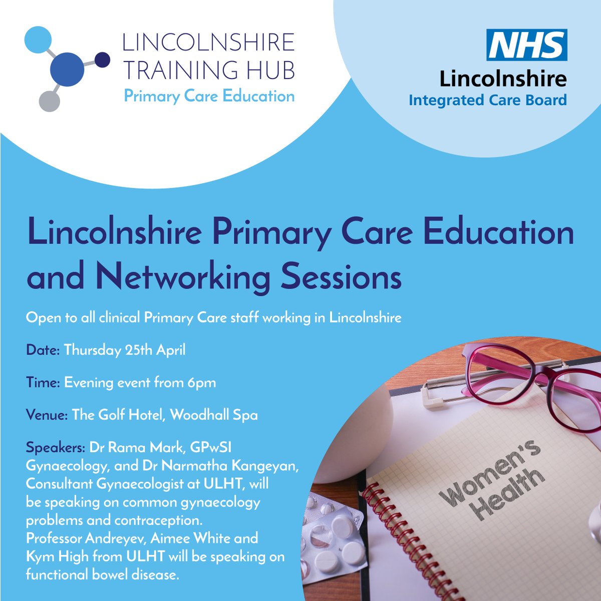 Join us for a meal, teaching and networking at our April Primary Care Education and Networking event. Please note that this is an evening event from 6pm. Open to all clinical roles. Booking link: lincolnshiretraininghub.nhs.uk/training-and-e… Closing date Monday 15th April.