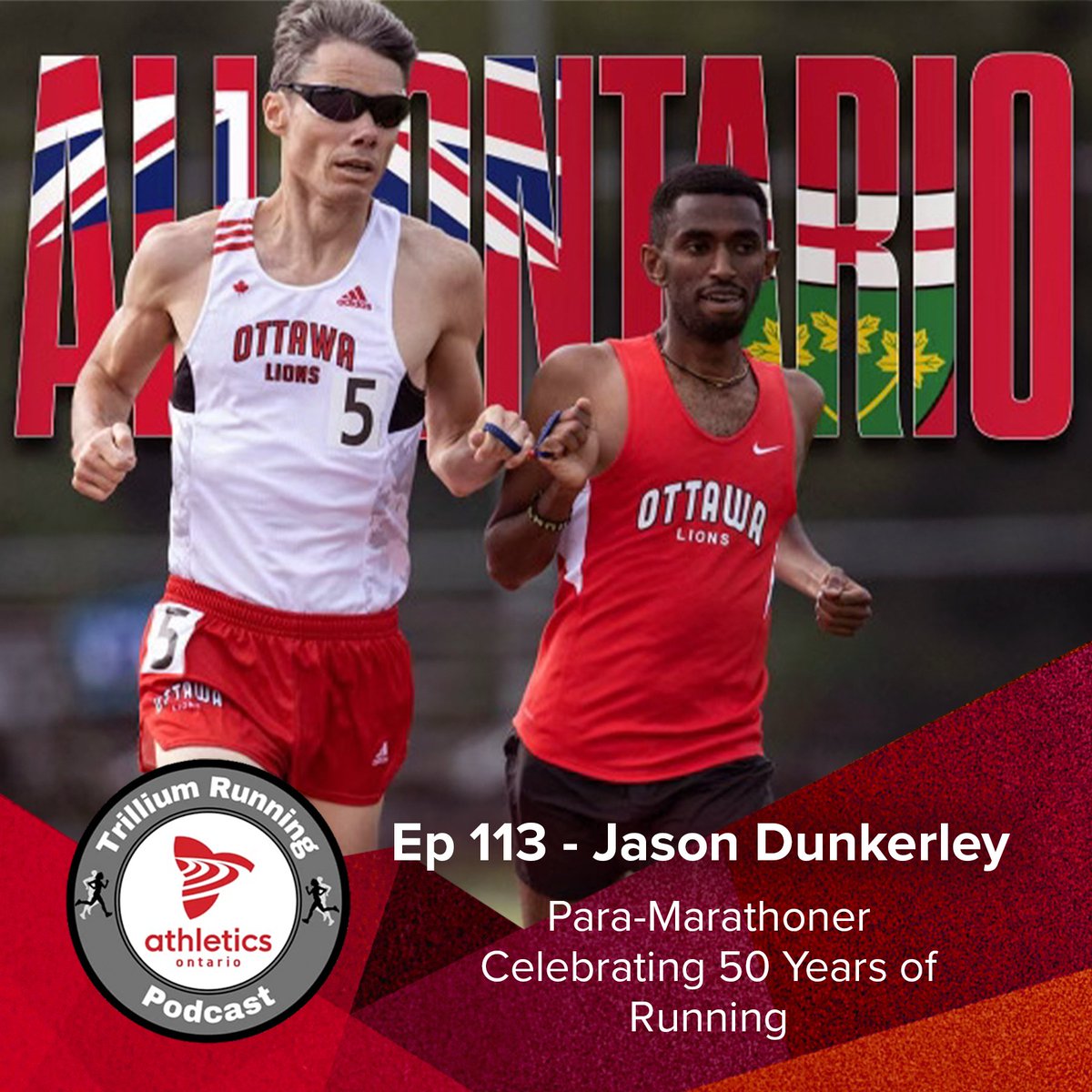 .@athleticsont's next episode of the Trilium Running Podcast, host John Shep and Canadian Paralympic legend Jason Dunkerley, a visually impaired runner, share their connection to the history of Tamarack Ottawa Race weekend. Listen here: athleticsontario.ca/road-trail-run…