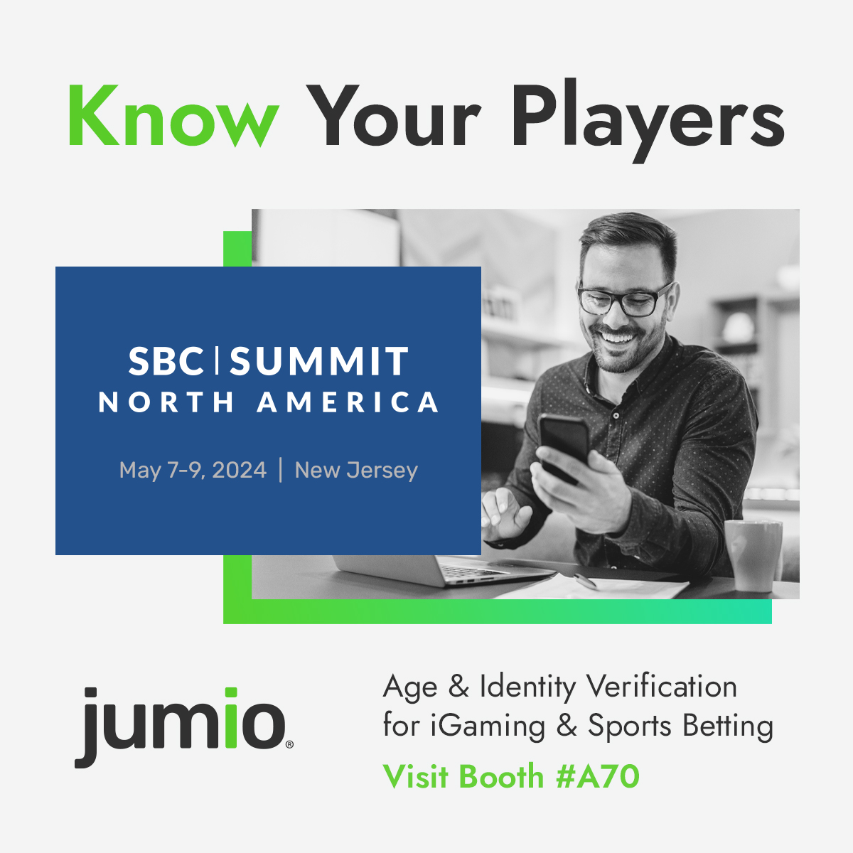 Attending SBC Summit North America next month? Visit booth A70 to learn how Jumio can help you know and trust your players online. sbcevents.com/sbc-summit-nor… #gaming #gambling #identityverification #ageverification #KYC #AML