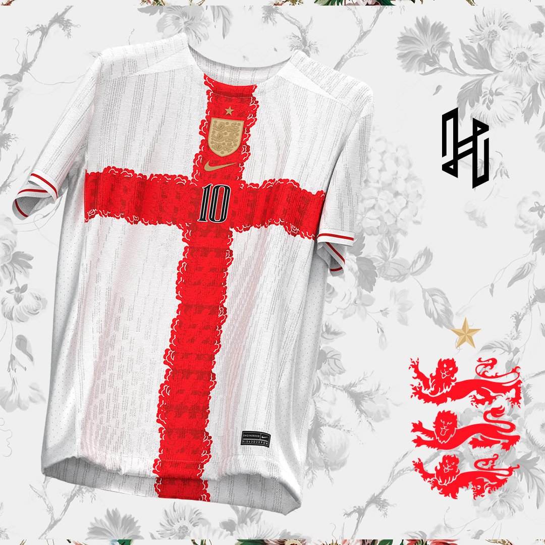 husjoncept's tweet photo. England|England Home kit @england
Starting t-shirt for the England team inspired by the red cross on the flag that contains both inside and around the country's national flower.
#england #football #design #kitdesign #footballdesign #bellingham #Kane #husjoncept #husjo https://t.co/bT7zRx14AW