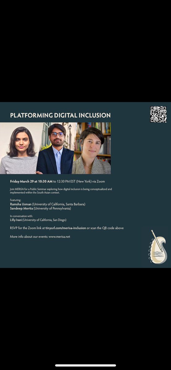 This Friday, March 29th, (10.30 am EST over Zoom) we continue our Public Seminar series with a session on Platforming Digital Inclusion with what promises to be exciting papers from @SandeepMertia and Ramsha Usman. The session will be moderated by the fantastic @gleemie