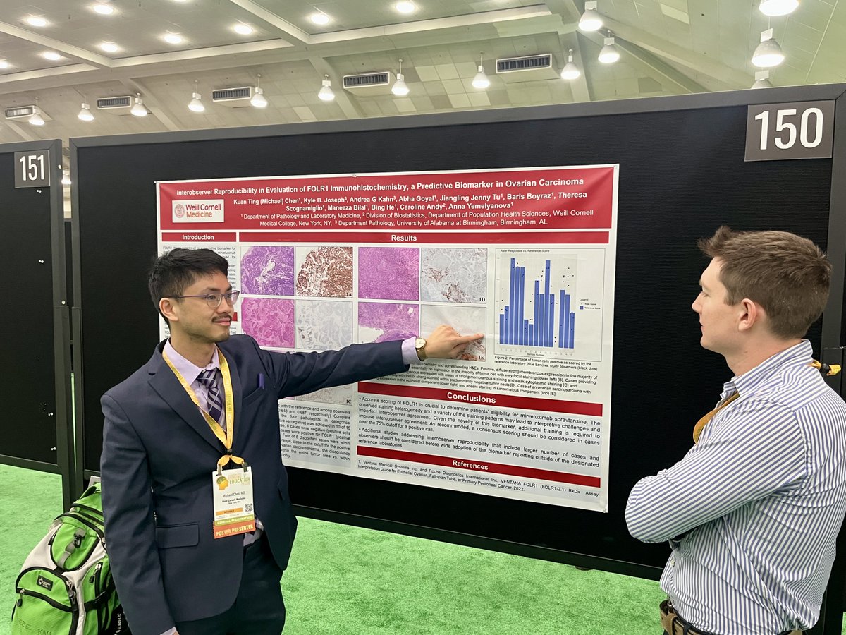 Get in line this afternoon @TheUSCAP to check-out our @WCMCPathology poster, 'Interobserver Reproducibility in Evaluation of FOLR1 #Immunohistochemistry, a Predictive #Biomarker in Ovarian Carcinoma.'