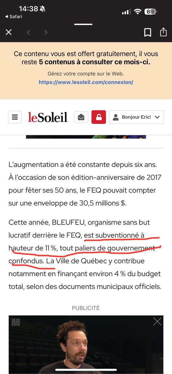 oracle127's tweet photo. @e_grandmont @FestivalEteQc @e_grandmont Largement subventionné???? D’après moi il y a pas mal plus d’argent du gouvernement dans les organismes farfelu comme accès transport viable et autres à Québec qu’au FEQ https://t.co/QNUPcaLzOL