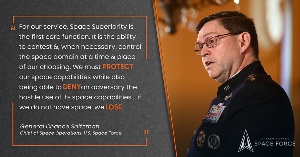 #ICYMI | Chief of Space Operations Gen. Chance Saltzman discussed the logic behind space superiority and the importance of Competitive Endurance at the Mitchell Institute's 3rd annual Spacepower Security Forum. #ReadyForces