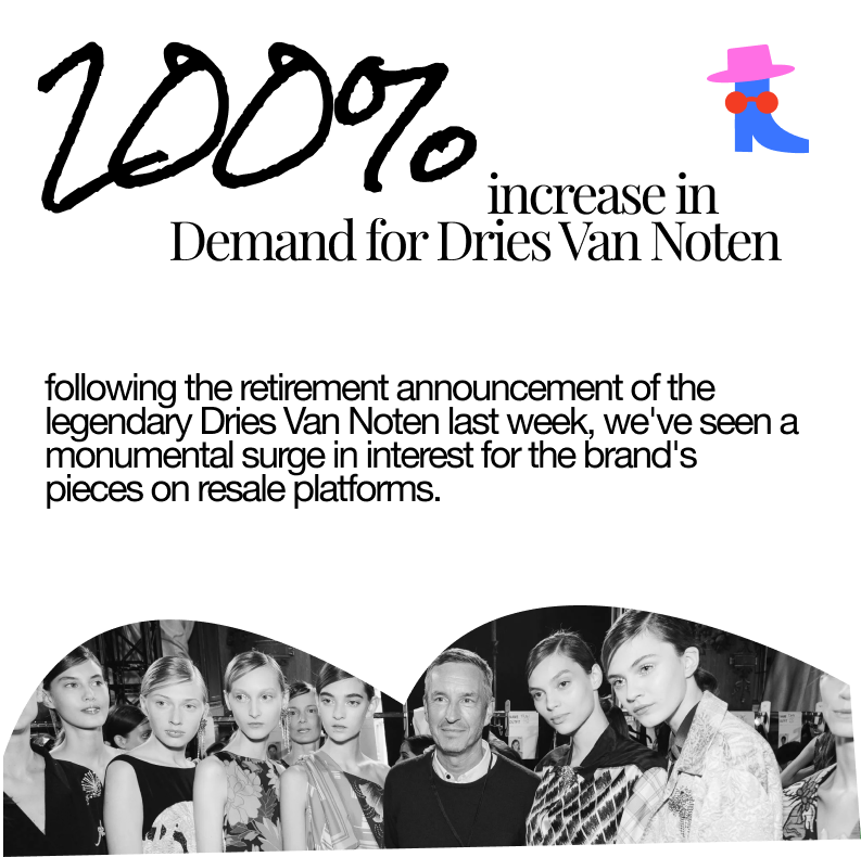 EkaShche's tweet photo. After Dries Van Noten's exit, demand jumped 200%. It's more than nostalgia—it's a fashion phenomenon. 🚀 

But why does a designer's farewell spark a resale surge?

#BelongApp #DriesVanNoten https://t.co/rD3MtfcmSn