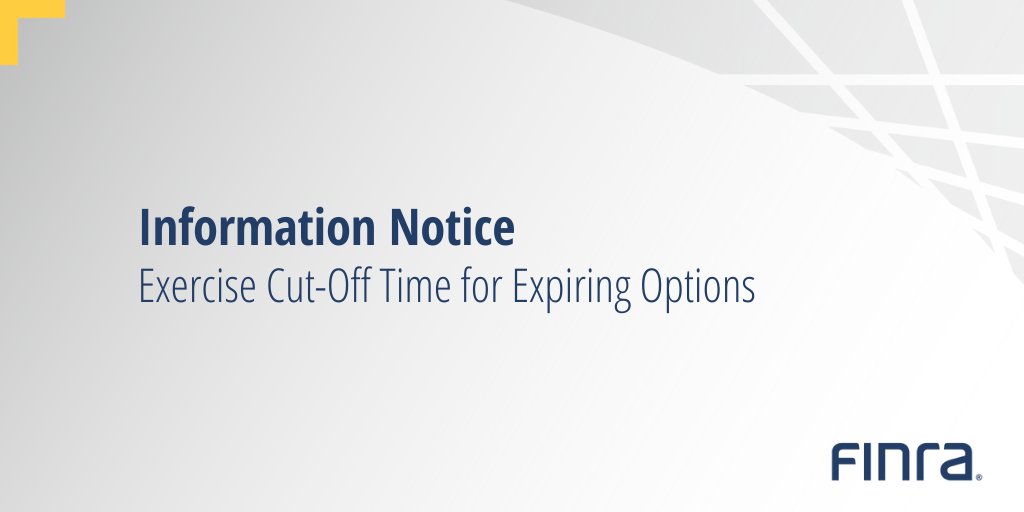 Option holders who hold expiring options have until 5:30 p.m. ET on the day of expiration to make a final exercise decision to exercise or not exercise the option. Learn more ▶️ bit.ly/2MtnFeo