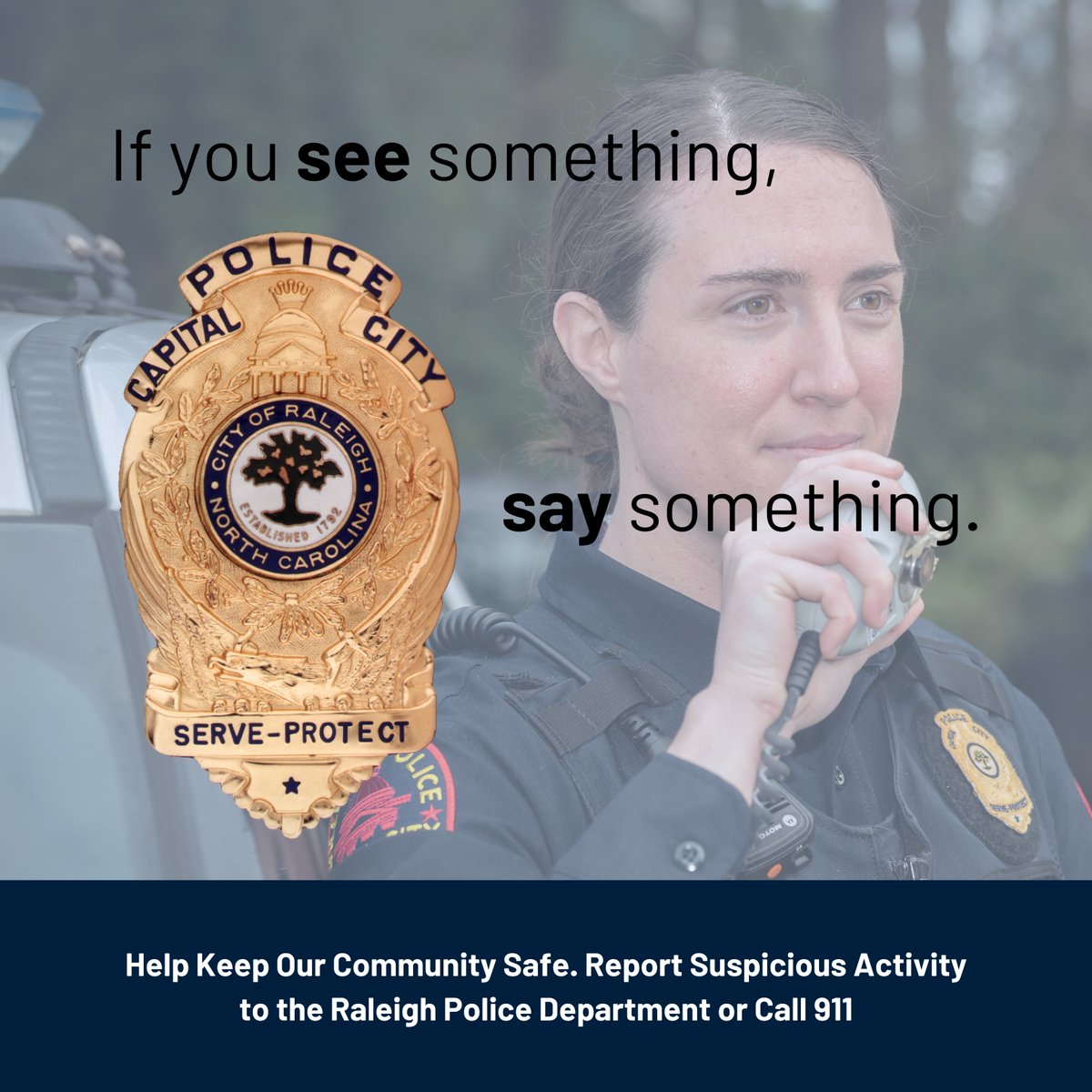 raleighpolice's tweet image. If you see something, say something. Report suspicious activity to the Raleigh Police Department or Call 911. Remember, one’s race, gender, or nationality are not suspicious. Learn more at, dhs.gov/see-something-…  
#SeeSay #CrimePrevention #RaleighPD #SeeSomethingSaySomething