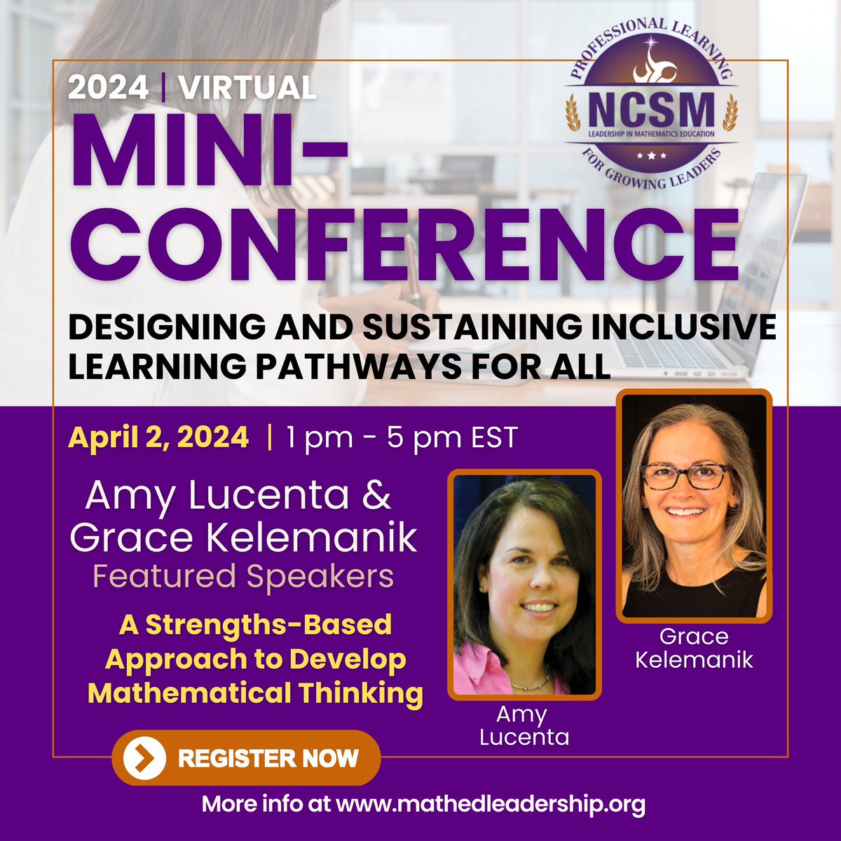🔎Featured Session at NCSM’s Virtual Mini-Conference: Learn from Grace Kelemanik & Amy Lucenta, & explore pedagogical strategies designed to leverage students’ strengths to develop mathematical thinking in all students. Register TODAY ncsm.memberclicks.net/2024-virtual-m… #NCSMBOLD #April2nd