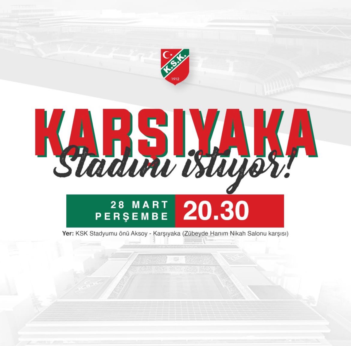 Karşıyaka Stadını İstiyor! Perşembe 20.30 Karşıyaka Stadı Önü
