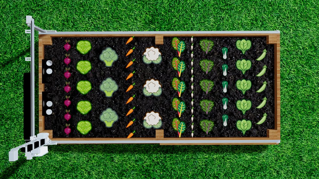 What can you grow in the Spring with #FarmBot? In this example: Beet, Bibb Lettuce, Broccoli, Carrot, Cauliflower, Rainbow Chard, Icicle Radish, Red Russian Kale, Bok Choy, Spinach, Snap Pea 😋